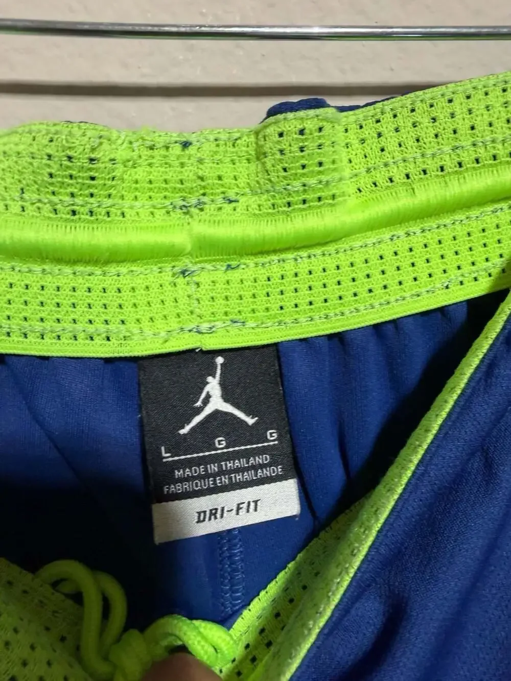 Jordan Dri-FIT Basketball Shorts Blue Neon Green Size Large